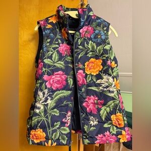 NWOT Lands' End Navy Floral Vest